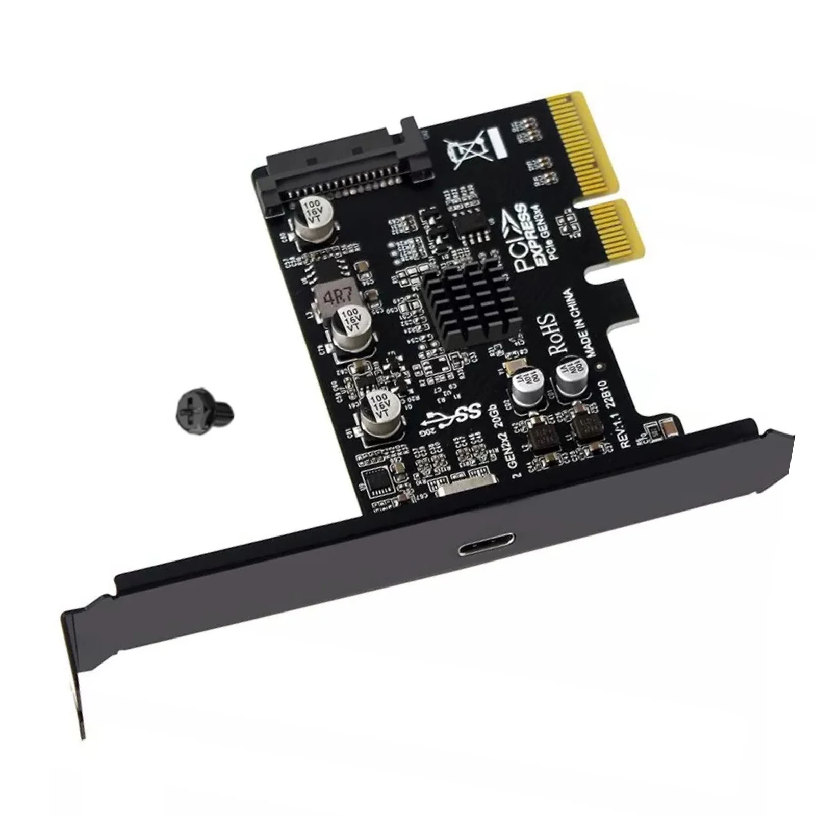 PCIE to Type-C USB 3.2 Gen 2X2 Expansion Card PCI-Express 4X 20Gbps ASM3242