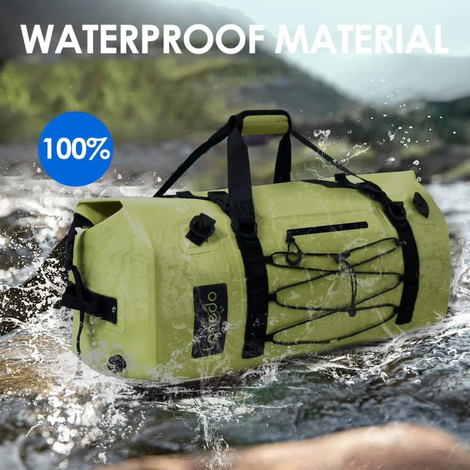 80L Duffle Travel Bag Waterproof Duffel Bag Marine Dry Bags Waterproof Backpack with Durable Straps Handles(green)