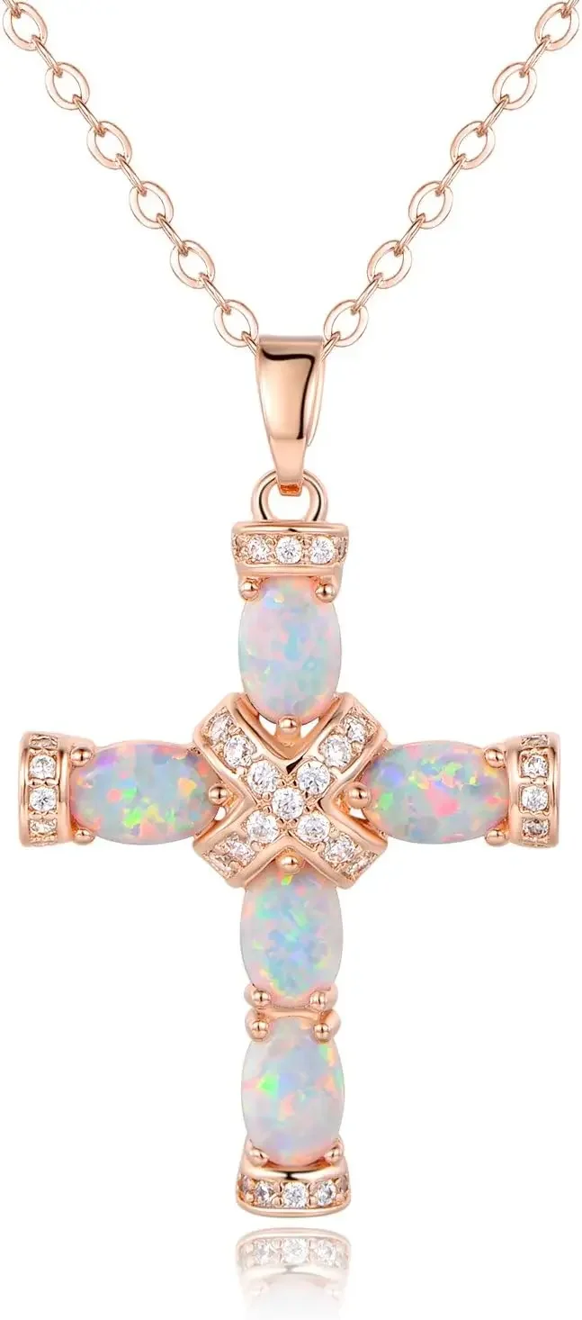 

18K Gold Plated Opal Pendant with Adjustable 18-Inch Chain