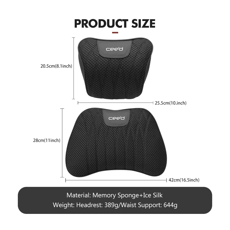 For KIA Car Seat Ice Silk Headrest Lumbar Cushion Pad Accessories Ceed ED 2006 2007 2008 2009 2010 2011 2012 view 6