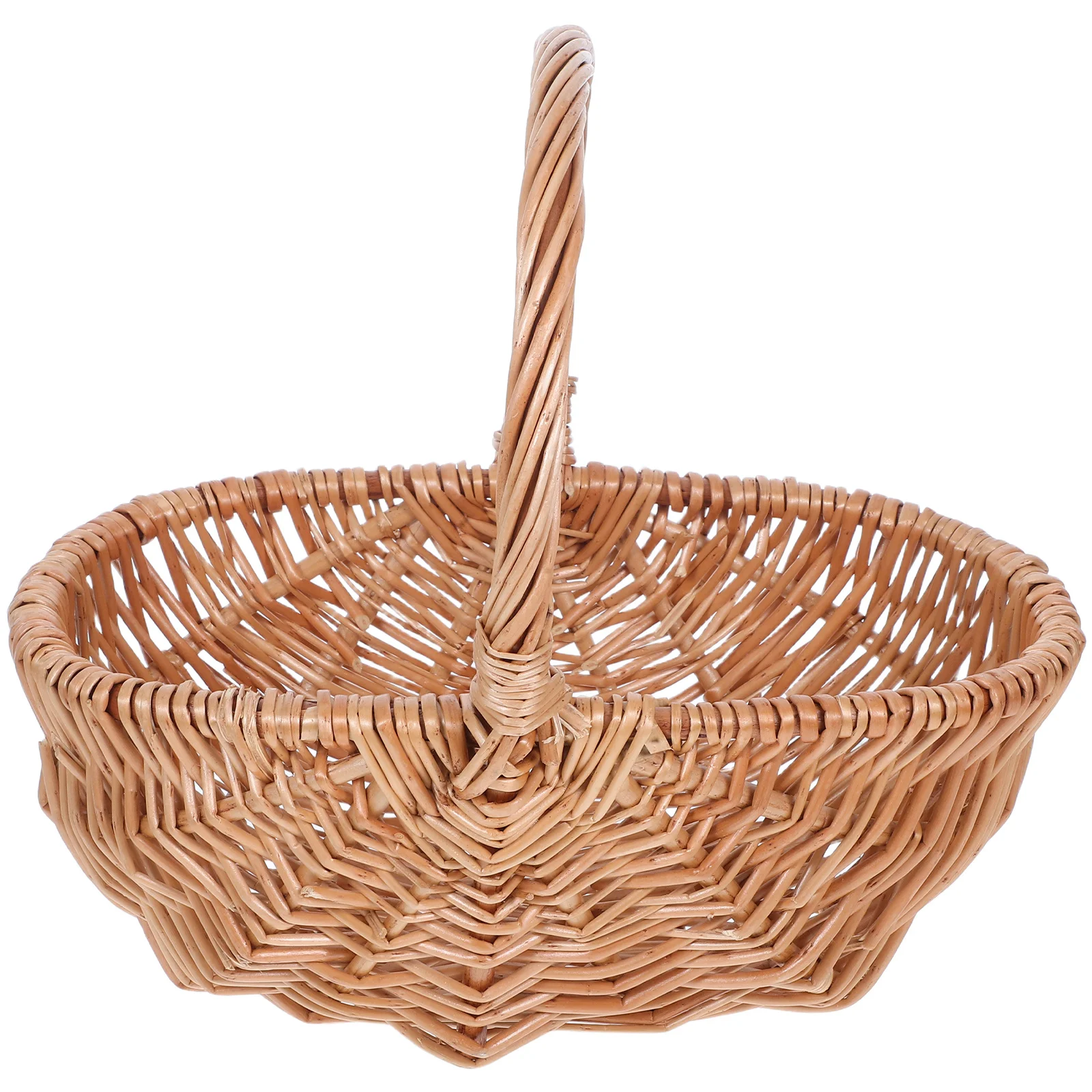 

Handwoven Picnic Basket Natural Wicker Versatile Gathering Basket for Eggs Fruits Vegetables Outdoor Picnics