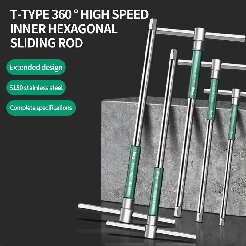 Llave de Tubo en T Extensible, Destornillador Torx, Llave Allen Hexagonal Tipo T, Llave Cromada, Herramienta Manual, Tamaños 2/2.5/3/3.5/4/4.5/5/6/8/10mm