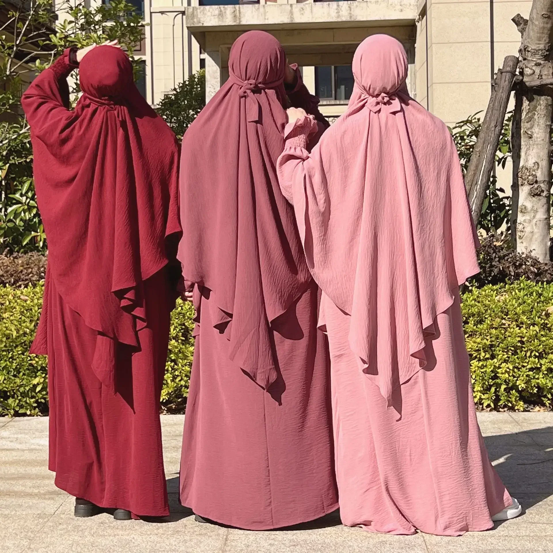 15 Colors 2 Pcs Muslim Sets Ramadan Dubai Abaya Jilbab Khimar Muslim Set Women Turkey Dresses+Hijab Female Islam Modest Suit