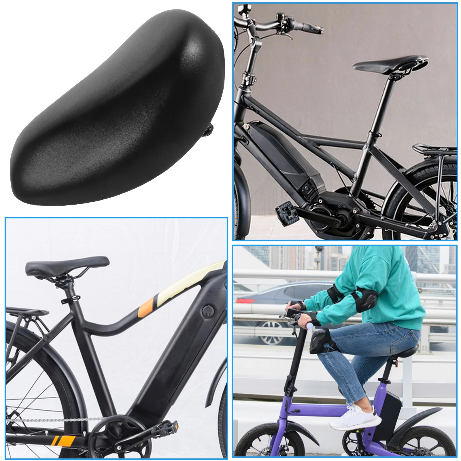 Electric Bike Saddle Foldable Seat Cushion Dual Base Padded Comfortable Portable Bicycle Cycling Accessory Bicycle Seat Saddle