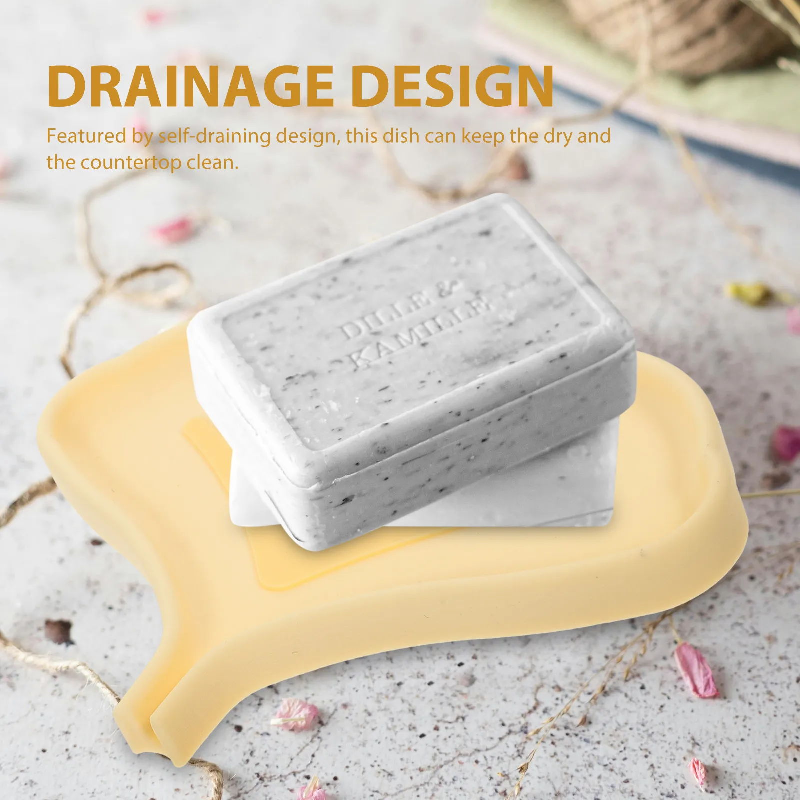Ginkgo Leaf Silicone Soap Holder – Self-Draining Bar Soap Dish for Shower, Sink & Bathroom Storage