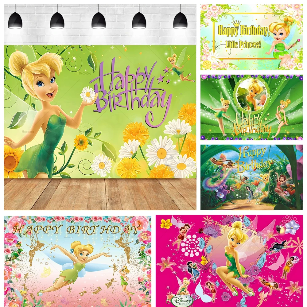 

Disney Wonderful Fairy Tinker Bell Baby Gifts Birthday Party Banner Backdrop Custom Kid Room Photography Poster Decor Background