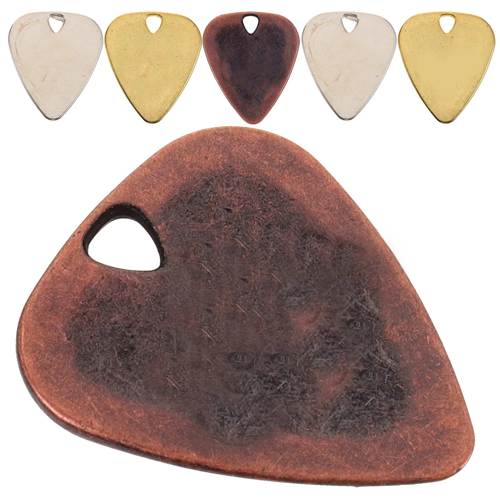 

6Pcs Metal Guitar Plectrums High-End Zinc Alloy Strong Wear-Resistant for Guitarists Practice Folk Acoustic Bass Portable Pick
