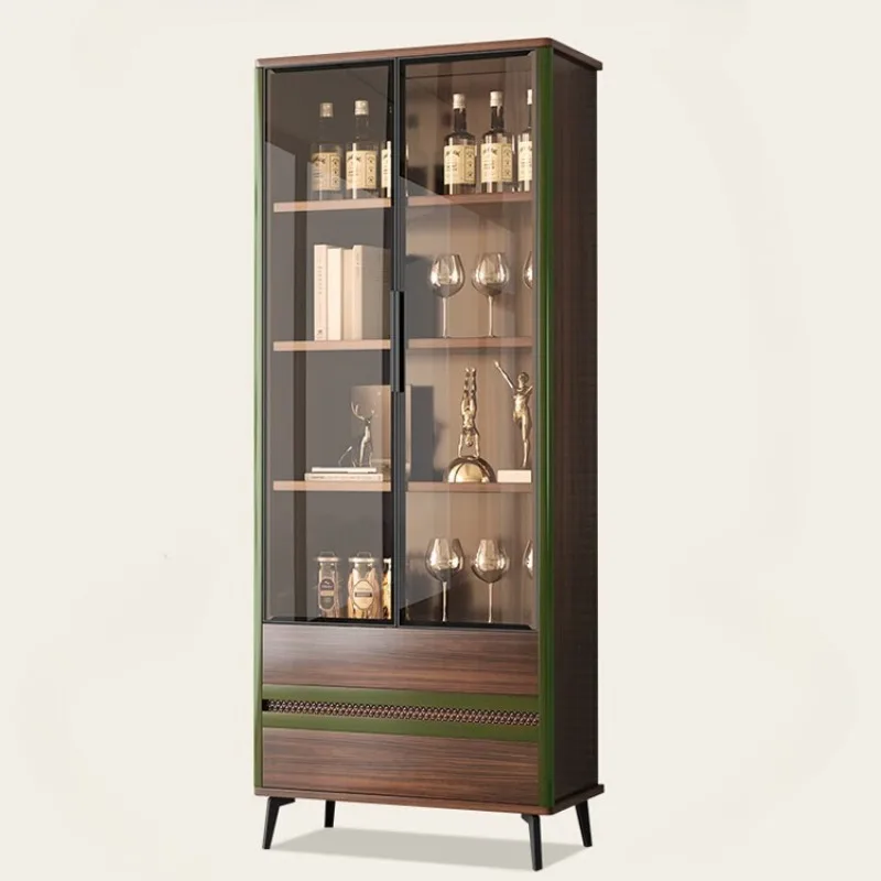 

Wall vertical cabinet Simple modern living room storage bookcase High display cabinet Solid wood