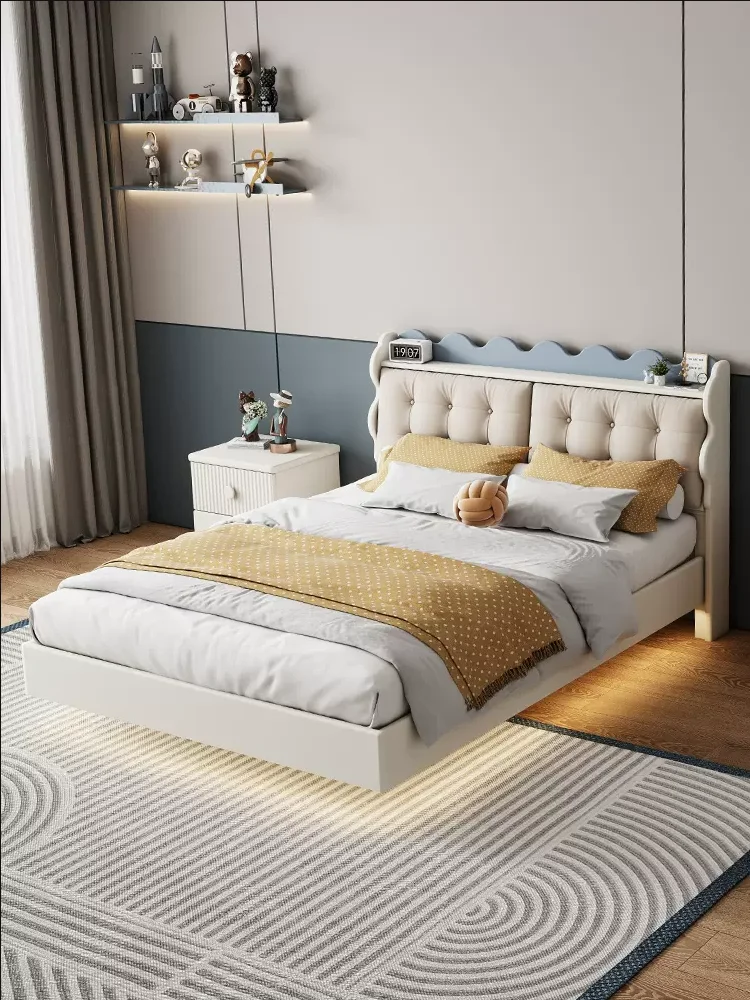 All solid wood children's bed, boys single bed storage bed, small apartment children's room 1.5 meters boys bed