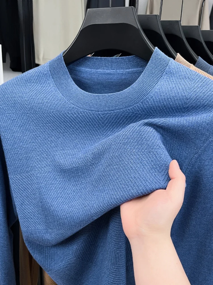 

Новый мужской однотонный вязаный свитер: тонкий, свободный, повседневный, с круглым вырезом, теплый, модный, для осени и весны, базовый вариант.