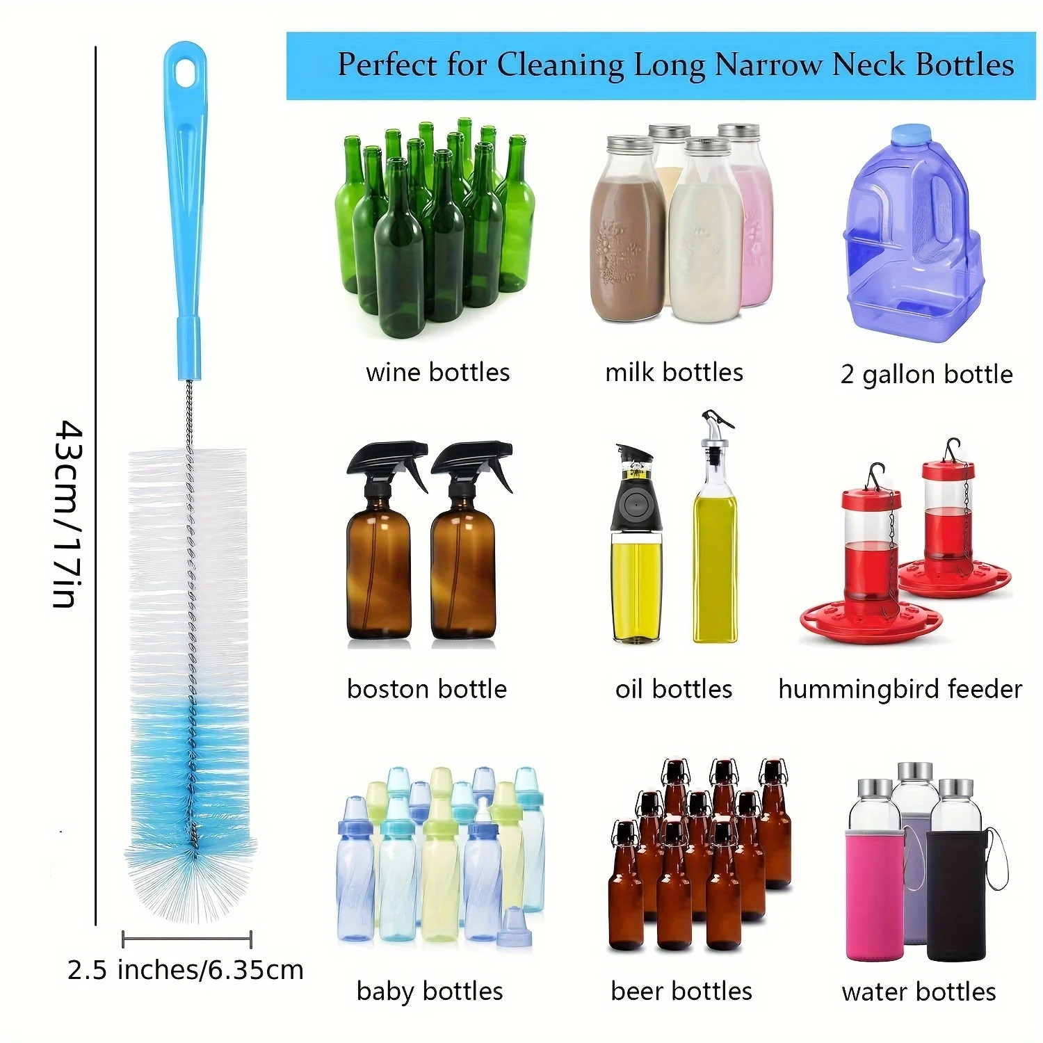 8-Piece Cup Cleaning Brush Set - Long Handle, Straw & Tea Stain Remover - No Dead Corner Design - Essential Tools for Water Bott