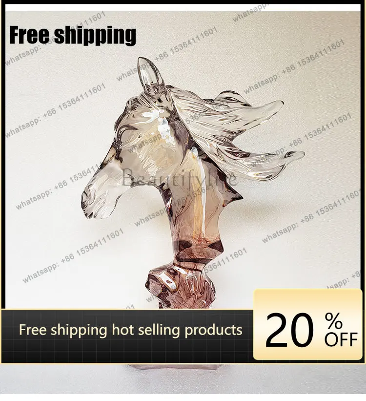LJY  transparent abstract animal ornament sika deer horse head floor sculpture artwork soft decoration