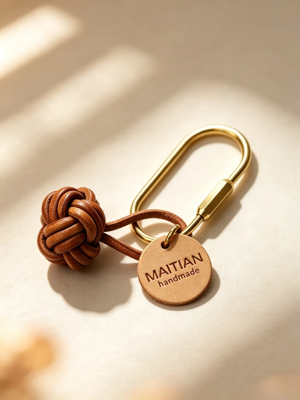 Handmade Vintage Cowhide Braided Ball Keychain, Minimalist Leather Woven Bag Charm, Stylish Car Key Accessory, Couple Gift