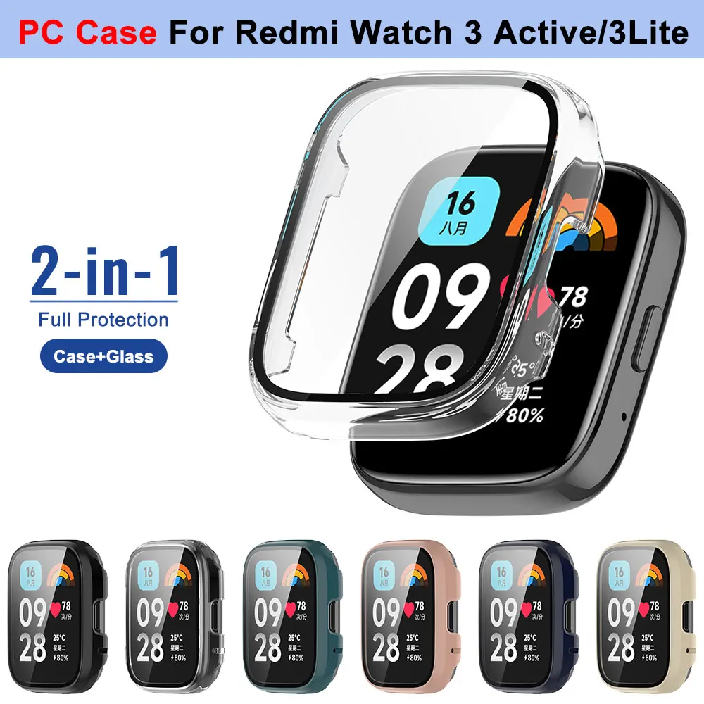 

For Xiaomi Redmi Watch 3 Active/Lite Full Cover Screen Protector Case Case Tempered Glass Anti-scratch Film Bumper Protective