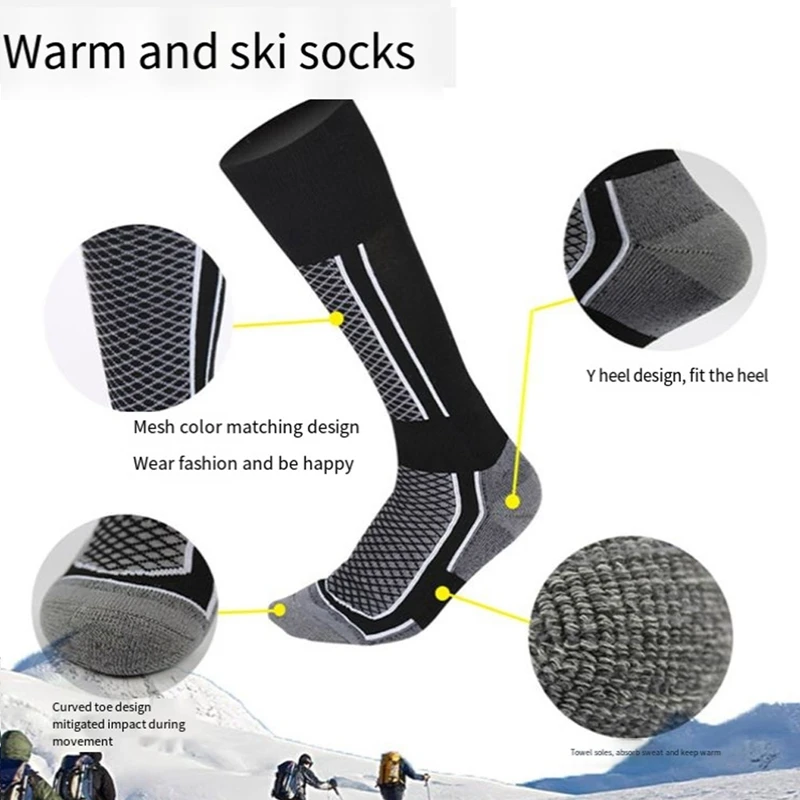 5 Pairs Ski Socks Thick Cotton Sports Snowboard Cycling Skiing Soccer Socks Men Women Running Hiking Skiing Socks