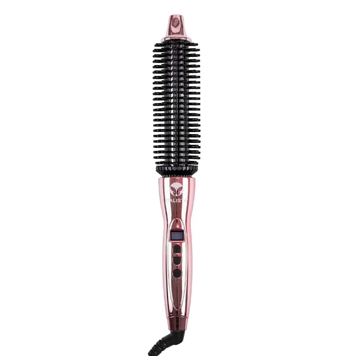 Heated Round Brush: Lift, Volumize & Style, No Heat Damage, 1" for Waves & Shoulder Length Hair, Dual Voltage, Adjustable Temp, Rose Gold