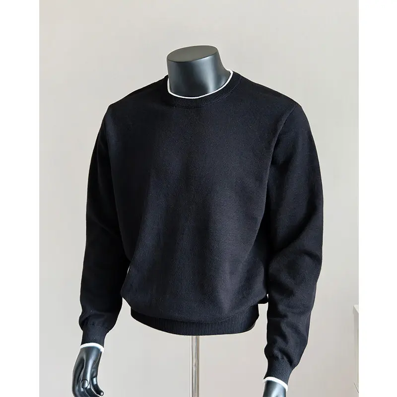 

Корейская круглая трикотажная футболка Long Sve, мужская матовая повседневная высококачественная свободная толстовка Jaet