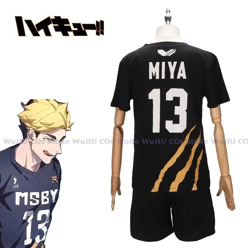 Jaqueta Karasuno High School de Voleibol para homens, roupas esportivas pretas, camiseta uniforme, calças curtas, trajes MSBY Cos, anime