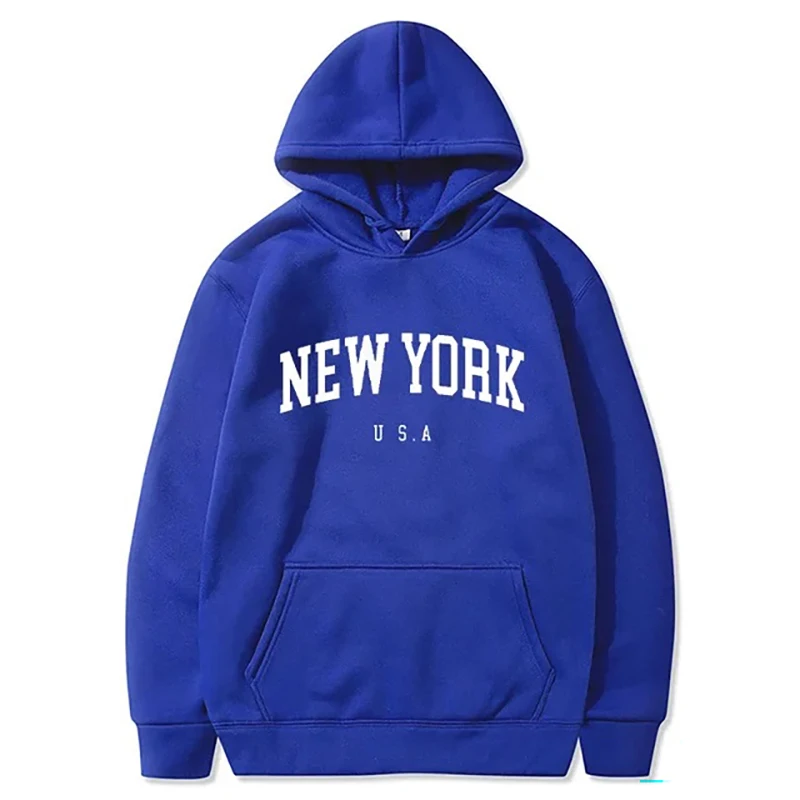 New York U.S.A City Hoodies Letter Graphic Print Men Woman Hoodie Hooded Sweatshirts Harajuku Pullover Unisex Tracksuit Clothing