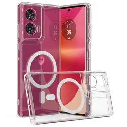 Case For Moto Edge50 Fusion Magsafe Magnetic TPU PC Acrylic Transparent Scratch Proof Cover For Motorola Edge 50 Fusion Bumper