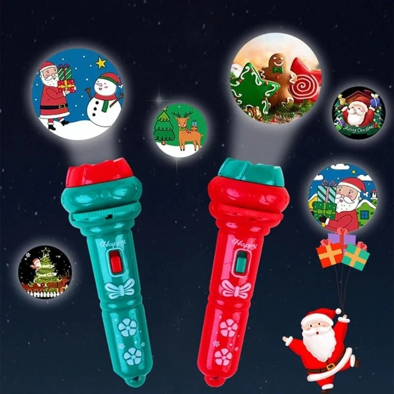 Weihnachten Projektion Taschenlampe Licht Spielzeug Dia Projektor Taschenlampe Projektion Licht 15UB