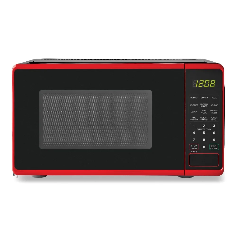 

0.7 cubic foot desktop microwave, 700 watts, red, free delivery for kitchen and household appliances