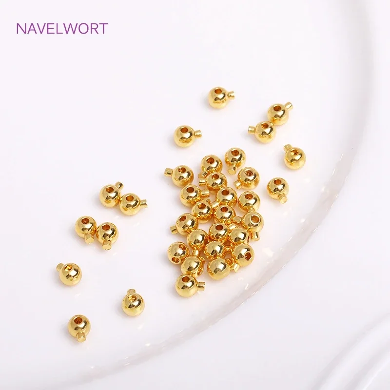 10pcs/20pcs Crimp & End Beads 14k/18K Gold Plating Beading Cord Stopper End Beads Fastener DIY Jewelry Accessories Wholesale