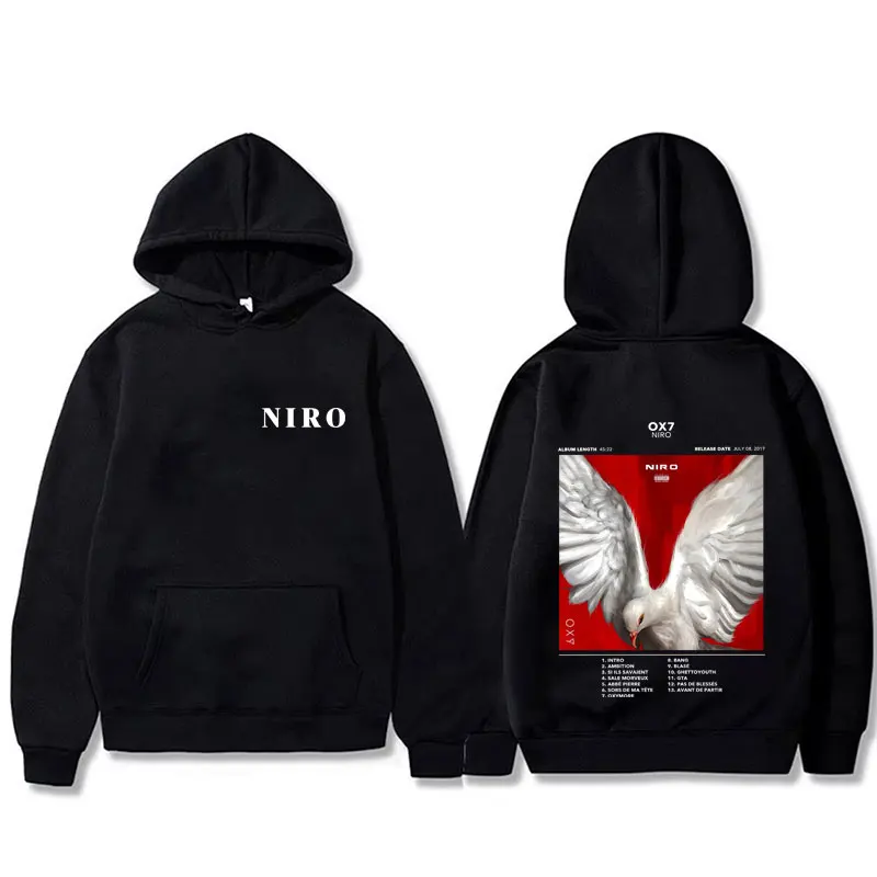 

Rapper Niro OX7 Album Double Sided Graphic Hoodie Male Hip Hop Pop Music Pullover Hoodies Men Women Fashion Oversized Sweatshirt