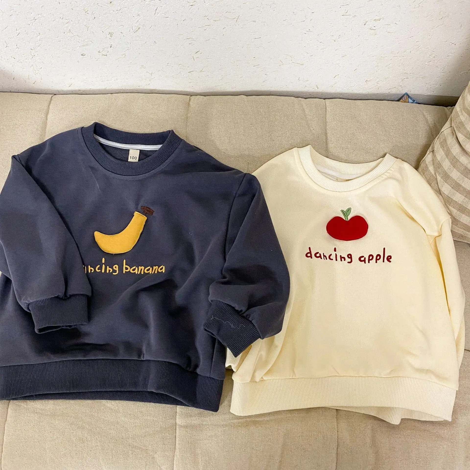 Baby Girls Boys Sweatshirt Kids Fruit Hoodies Toddler Loose Pullover 2025 Spring Autumn Children's Clothing Korean Style