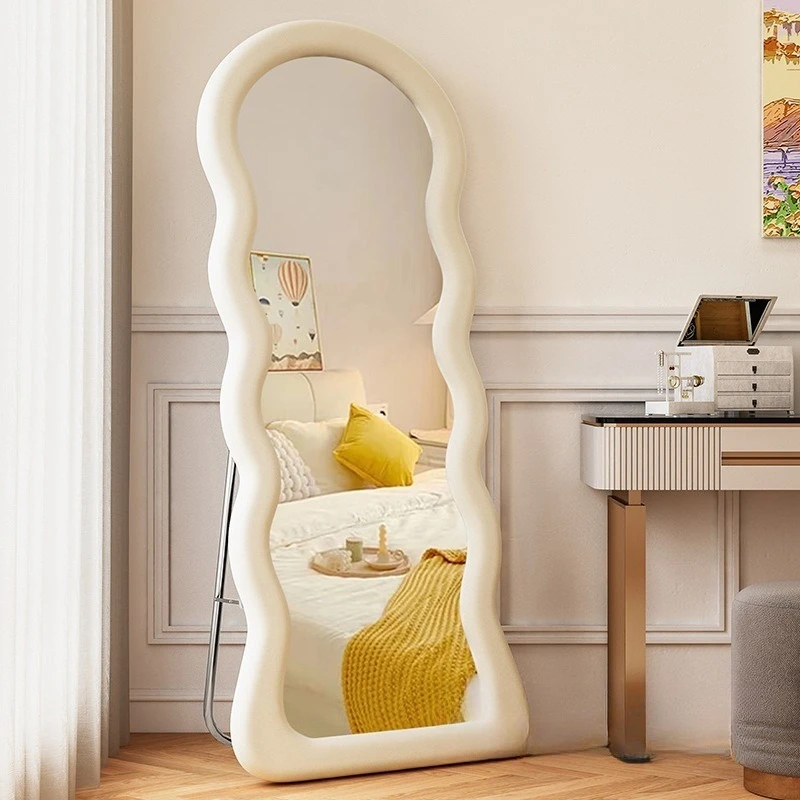 Double-layer wavy flannel full-body full-length mirror, single large floor-to-ceiling mirror mirror view 2