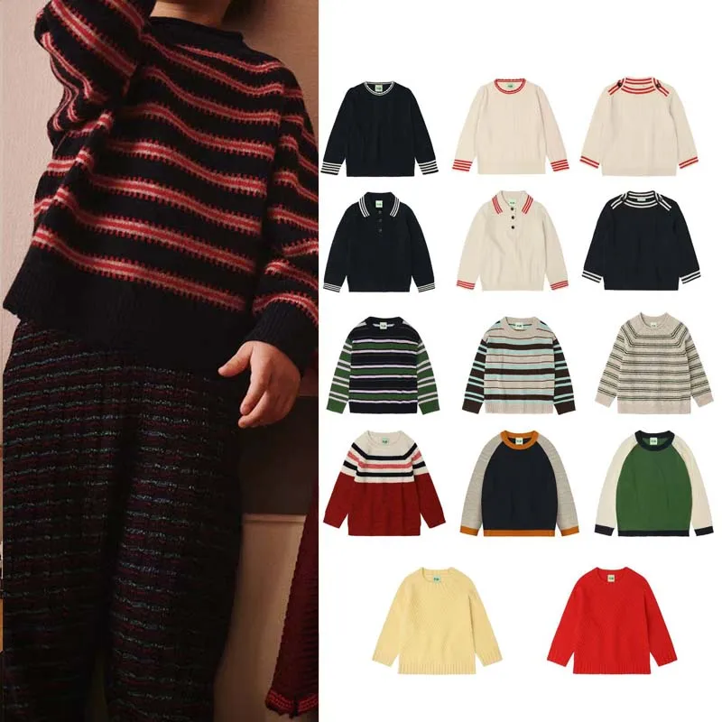 

PER-SALE 2025 Autumn Winter Girls Sweaters Girls Knitted Jacquard Pullover Boys Sweaters for Girls Baby Boys Wool Sweaters