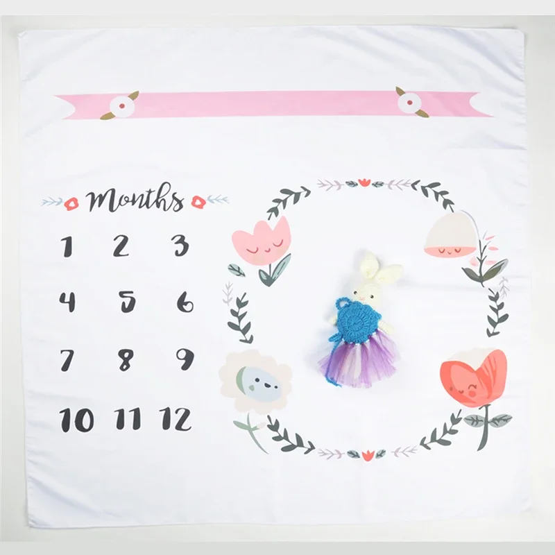 Infant Baby Milestone Blanket Photo Photography Prop Blankets Backdrop Cloth Calendar Bebe Boy Girl Photo Accessories 100x100cm