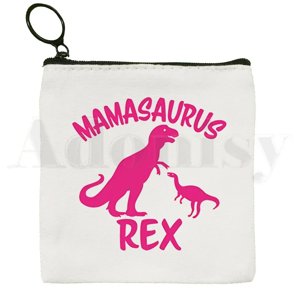 Mamasaurus rex mama dinossauro bonito cor sólida lona moeda bolsa pequeno fresco novo zíper chave saco de presente mão presente do dia das mães