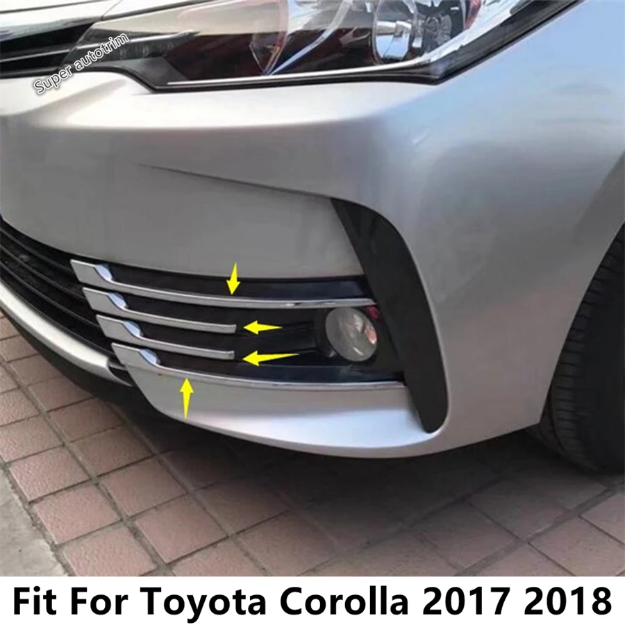 

Car Front Fog Lights Lamps Eyelid Eyebrow Grille Strip Decoration Cover Trim For Toyota Corolla 2017 2018 ABS Chrome Accessories