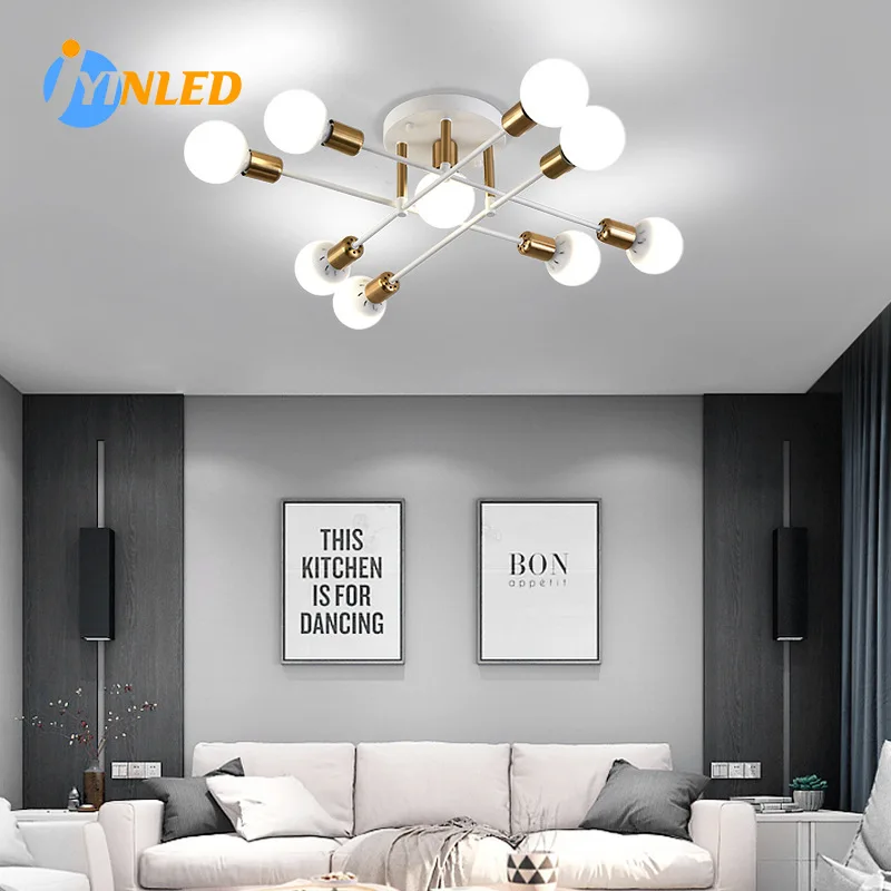 

Chandelier Industrial Semi Flush Mount Pendant Lamp Modern Ceiling Light Fixture for Kitchen Dining Bedroom Room