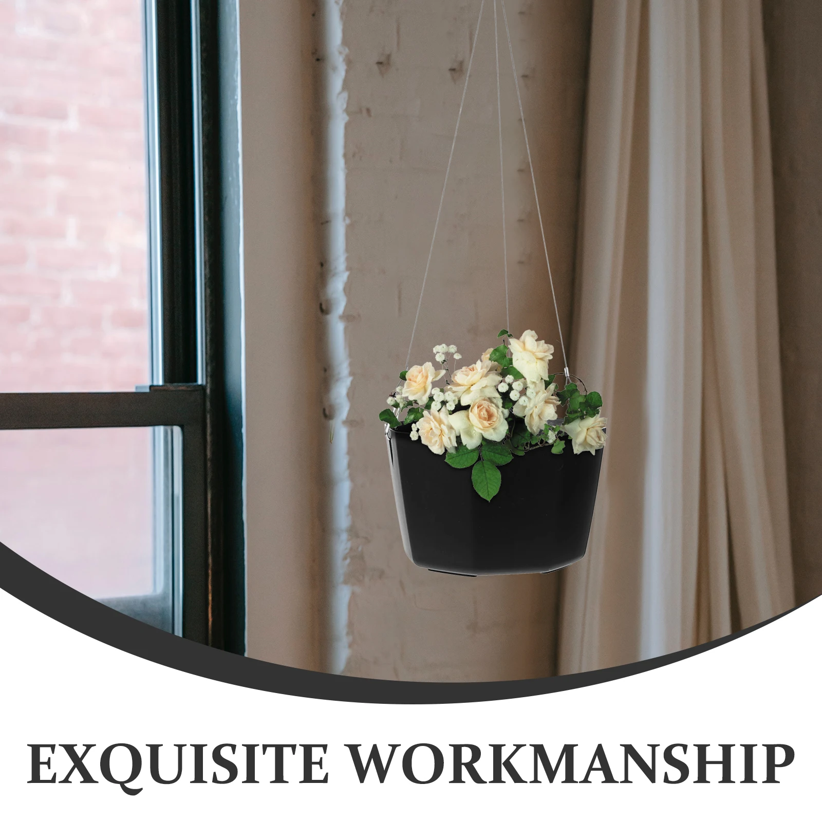 

2Pcs Hanging Flower Pot Plastic Stainless Steel Indoor Outdoor Plant Container Decorative Balcony Garden Display