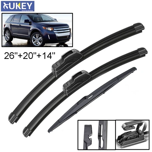 Xukey Juego de limpiaparabrisas delantero y trasero, 3 uds., para Ford Edge MK1 2014 2013 2012 2011 2010 2009 2008 2007 26 ""20"" 14""