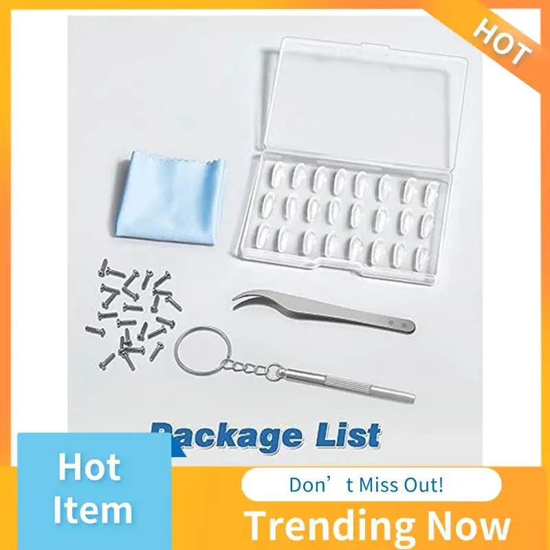 Almofadas de nariz de óculos, kit de reparo de almofada de nariz de óculos de silicone macio com 12 pares de almofadas de nariz, 24 parafusos universais fáceis de usar