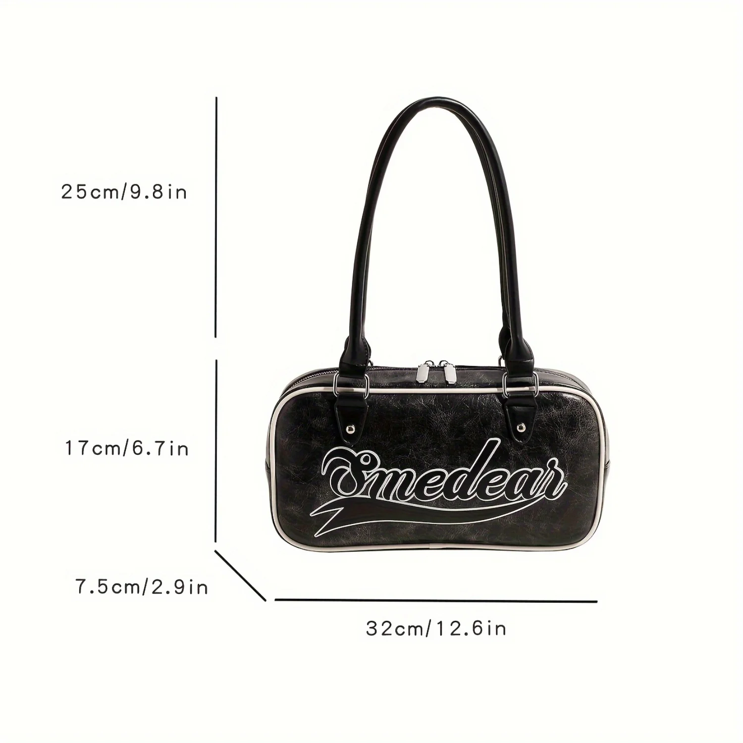 Vintage PU Leather Shoulder Bag, Y2K Letter Graphic Handbag, Retro Preppy Underarm Bag - Stylish Chic Women's Handbag