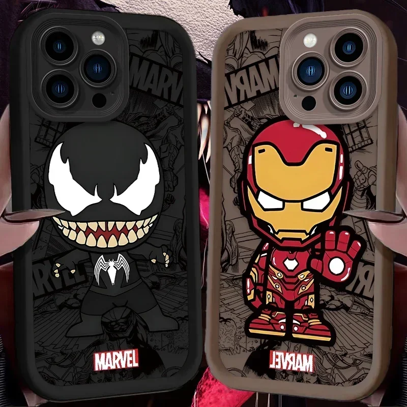 Marvel Venom Iron Man Silicone Phone Case for iPhone 15 14 13 12 11 Pro Max XS X XR 8 7 6S 6 Plus SE 2020 Soft Matte Back Cover