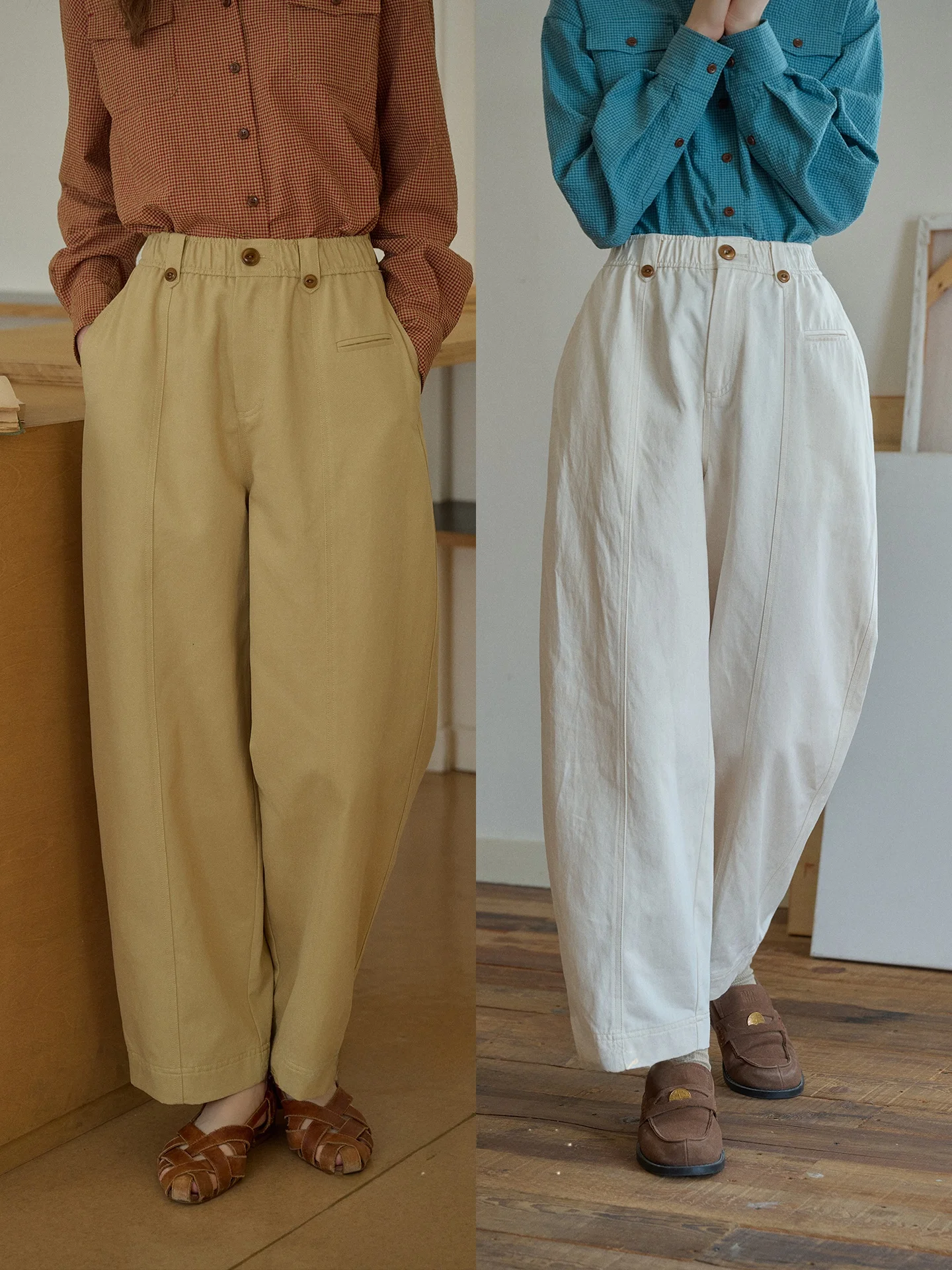 Slimming Casual Pants Long  Rutabaga Pants Scythe Pants Women's High Waist Straight Leg Zipper Closure Ladies Fashion
