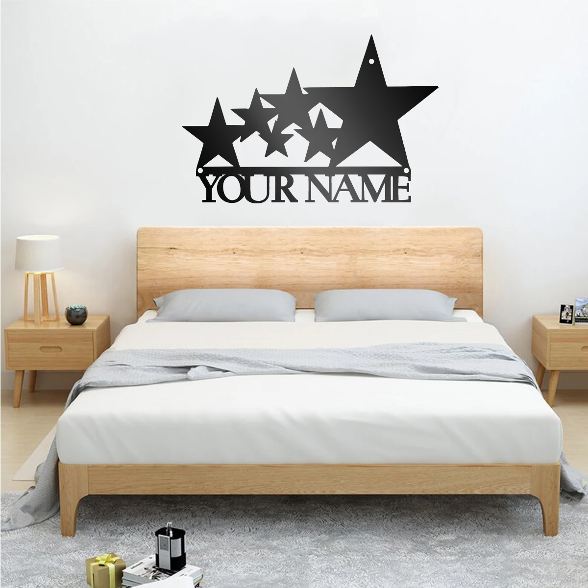 

pentagram Personalization custom name Metal Wall Art Sign Farmhouse Hanging Decor Black Cutout Plaque Home Office Living Room