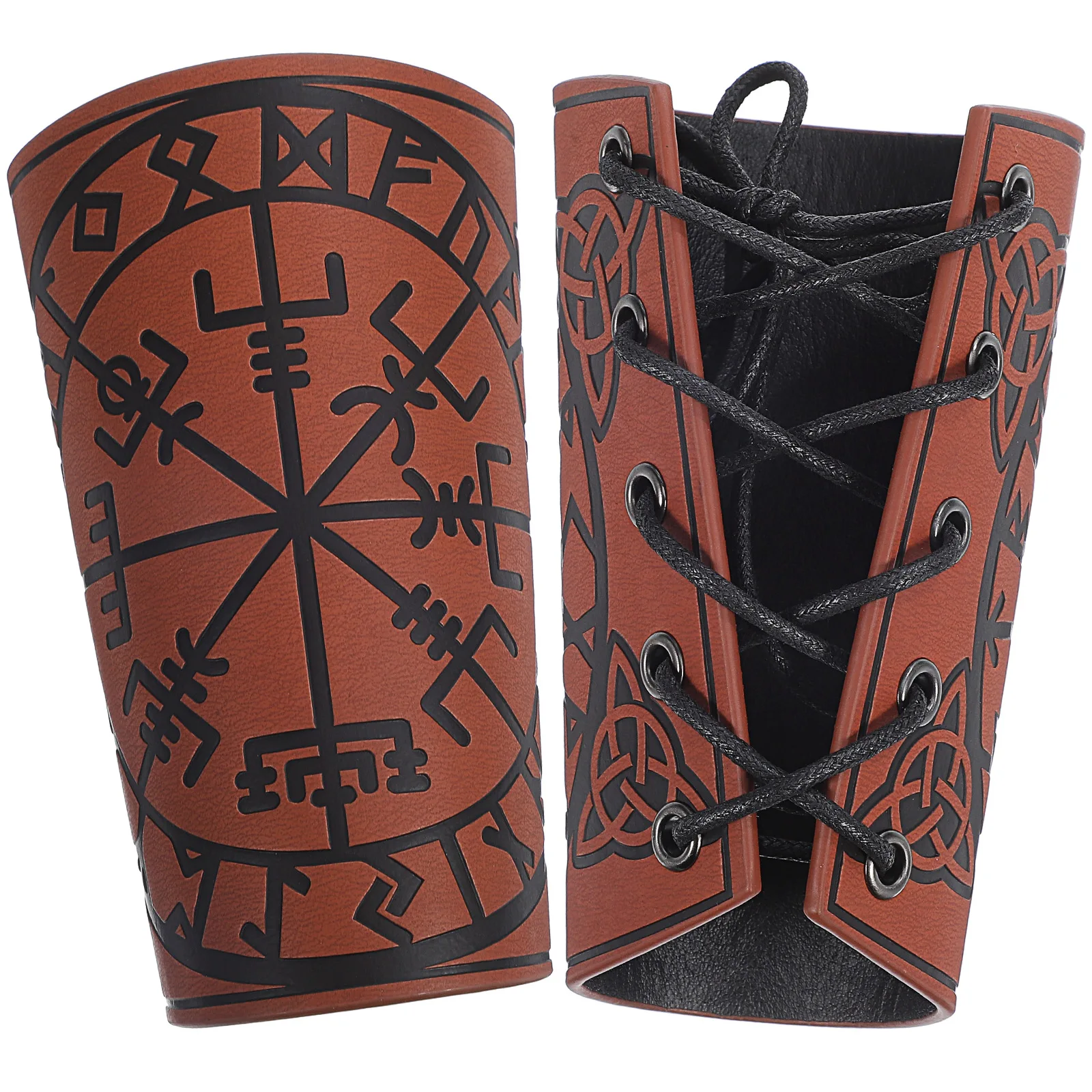 

2 pcs Arm Bracers Adjustable Straps Medieval Accessories PU Wristbands Cosplay Props Vintage Color Accessories
