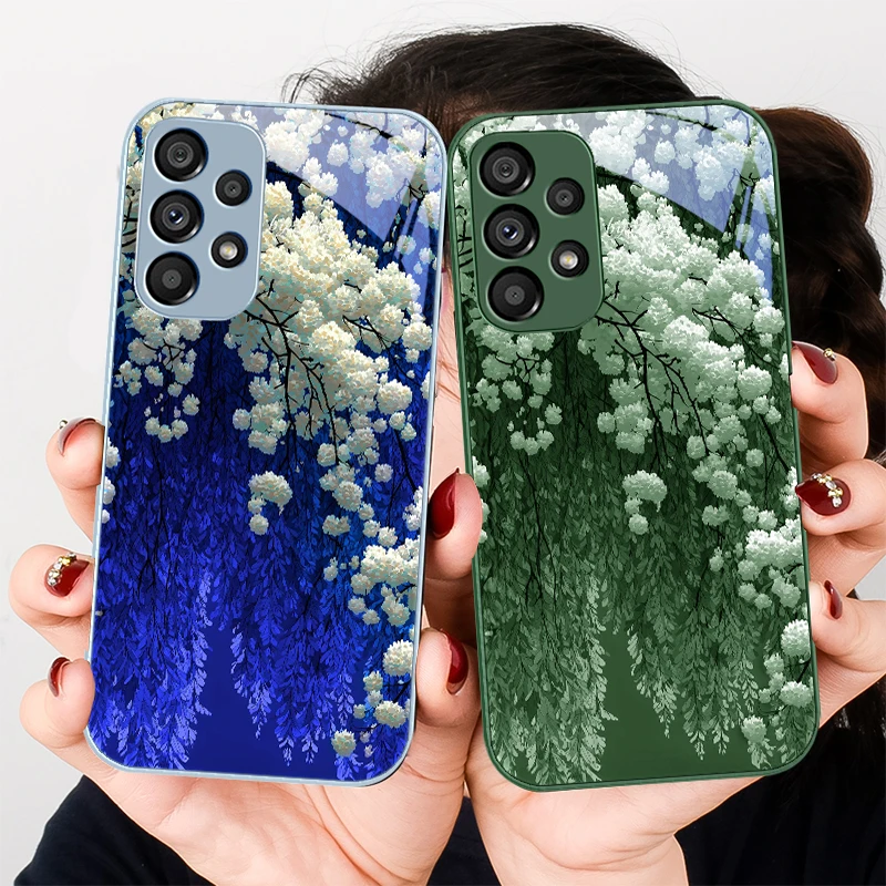

Lovely white flowers For Samsung S 22 S8 S9 S10 20 U ltra S21 Pro S22 Plus S23 FE S24 Ultra S25 Edge S25Ultra Glass Phone Case
