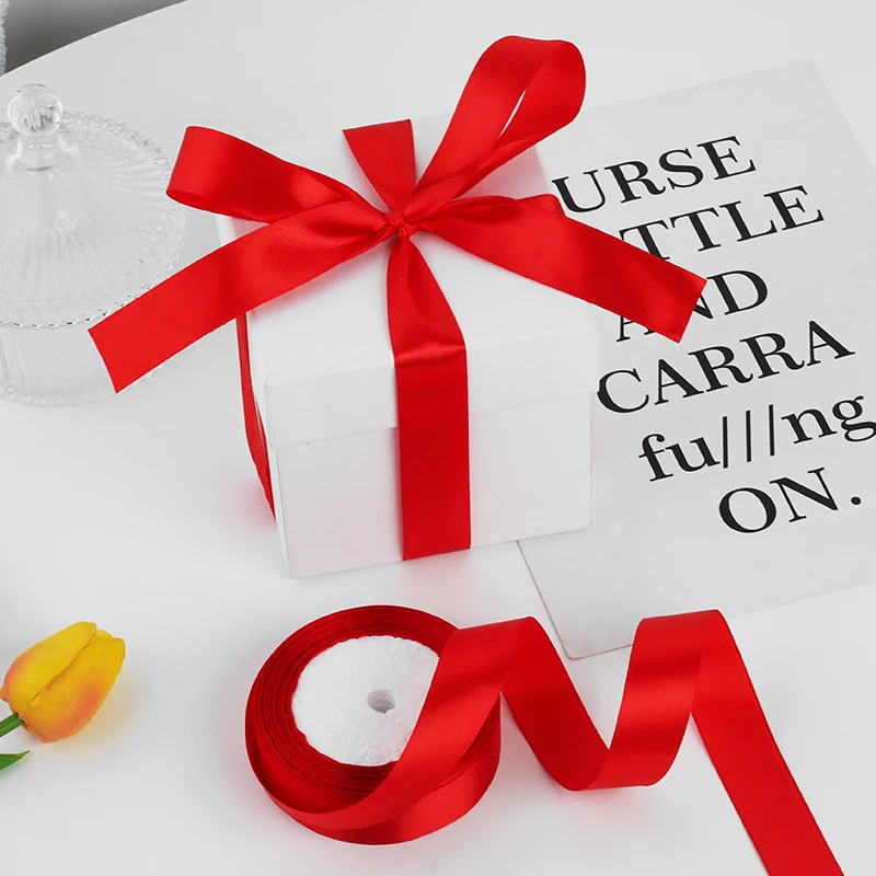 

Атласная лента 25 мм, 25 ярдов/рулон, Рождество, Хэллоуин, свадьба, день рождения, подарочная коробка, упаковка для торта, сделай сам, одежда, швейные ленты