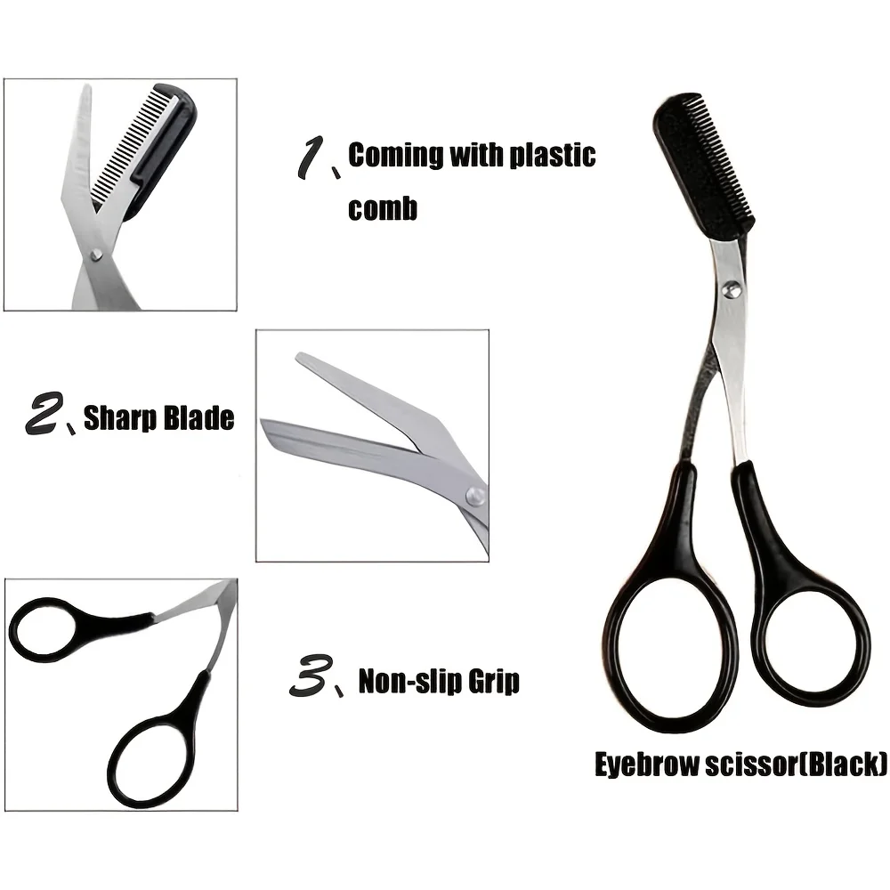 طقم إزالة شعر الوجه للنساء مكون من 4 قطع مع ملاقط، مجموعة أدوات تجميل من الفولاذ المقاوم للصدأ للحواجب، مجموعة تشكيل الحواجب لإزالة الشعر