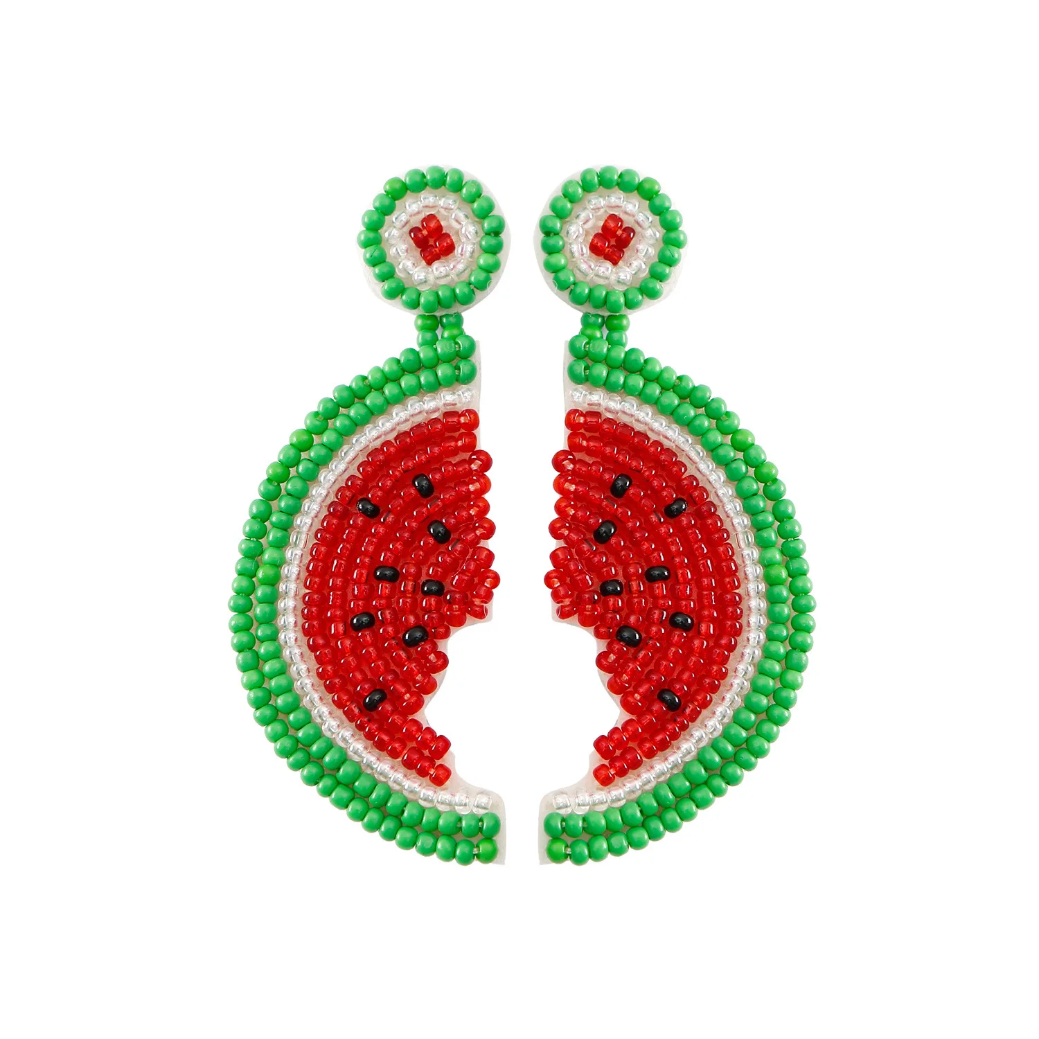 Rice bead earrings Design Originality Watermelon Irregularity Hand knitting Bohemia Alloy Fashion Simple Beaded earrings