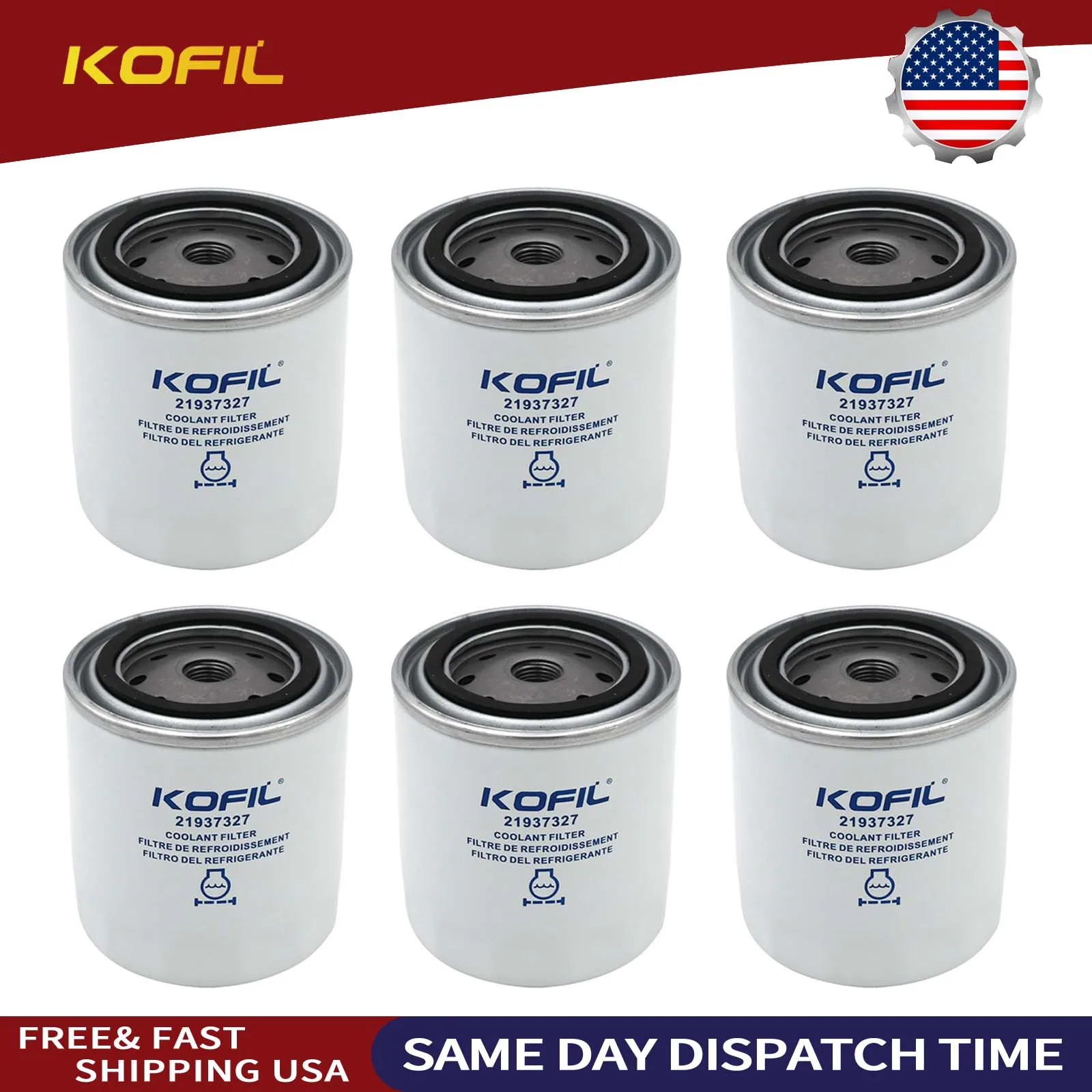 

6 шт. 21937327 Фильтр охлаждающей жидкости, для двигателей Volvo D11 D13 D16, заменяет WF2129 20458771 PR9661 B5145 DBC4081 24091 4091