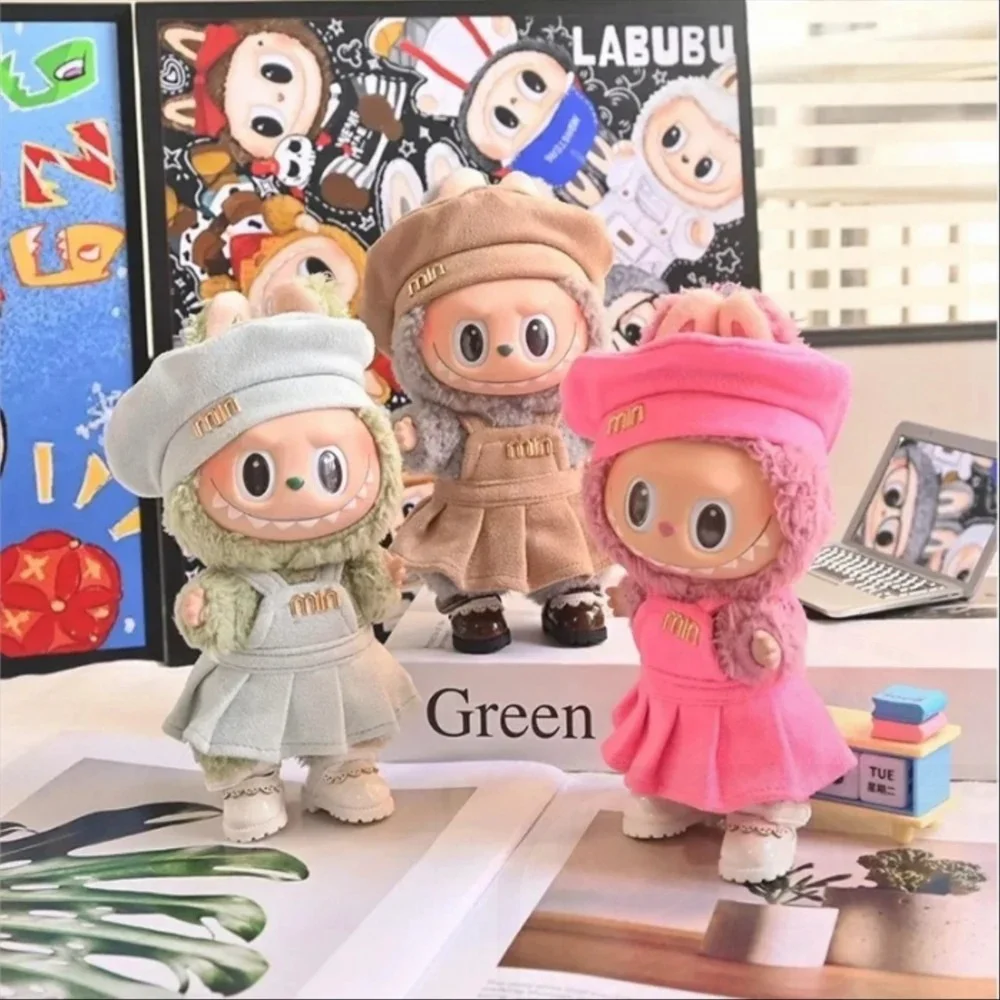 

For Labubu Clothes Fashion Overalls Pleated skirt set Labubu Idol V1 V2 v3 Dolls Clothing Pendant Keychain Accessories