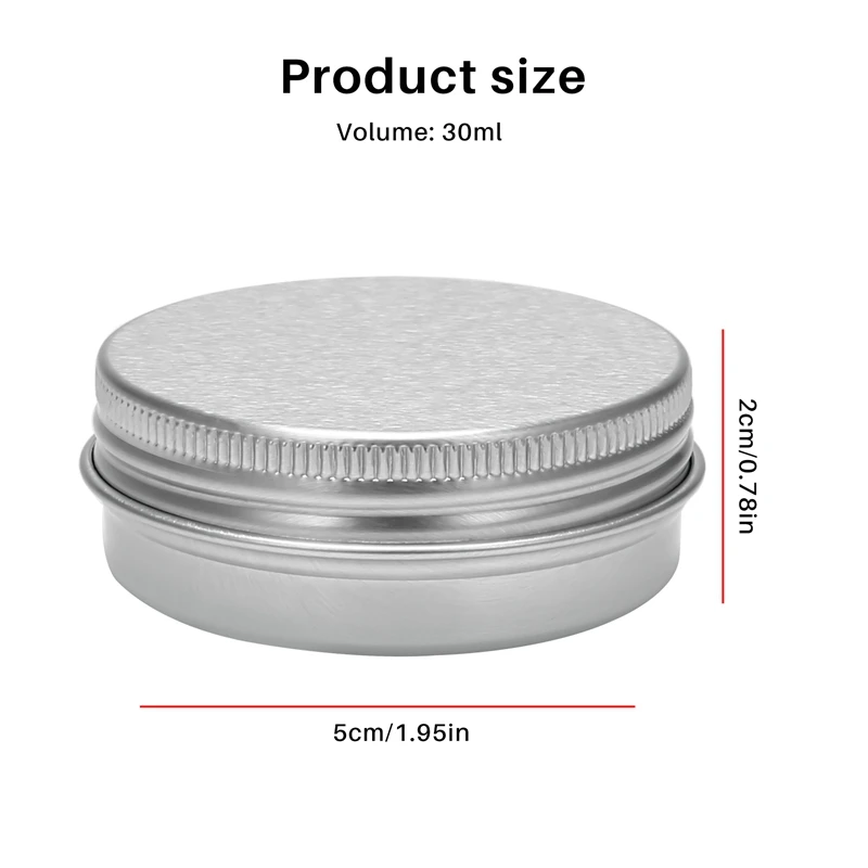 30Ml Silver Small Aluminum Round Lip Balm Storage Jar Containers With Screw Cap For Lip Balm, Cosmetic, Candles Or Tea(Pack Of 2